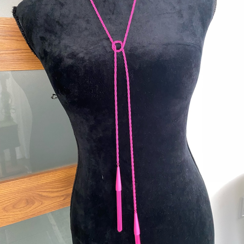 Elegant Pink Lariat Necklace